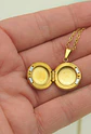 Relicario Alicia cierre magnetico zirconia verde chapado en oro 18k - Miniatura 6