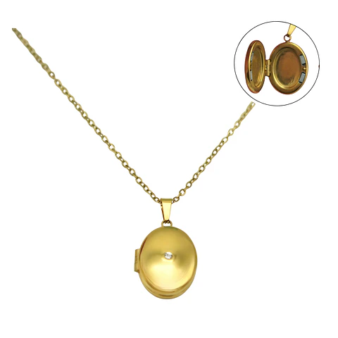 Relicario Dalia magnetico punto de luz chapado en oro 18k