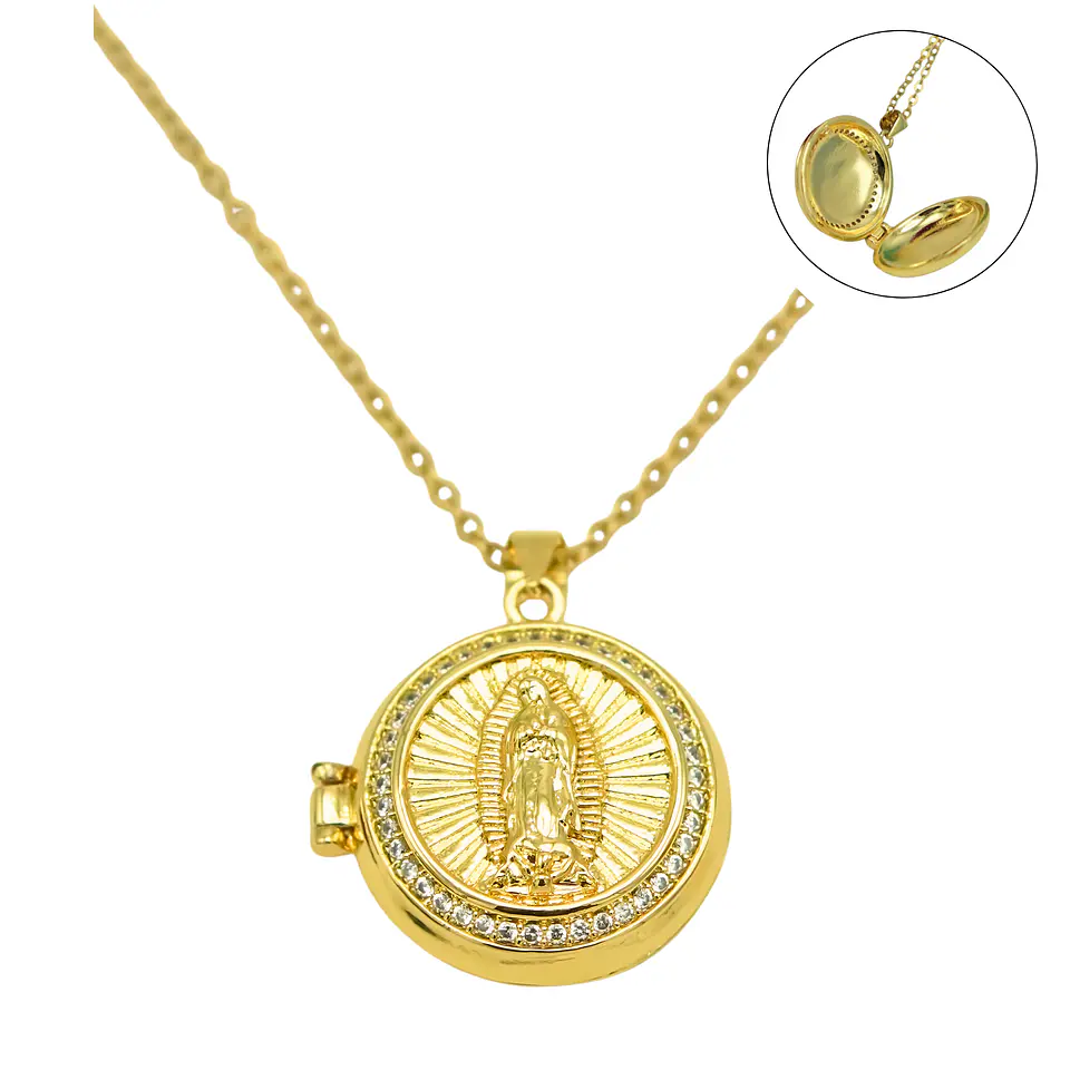 Relicario virgen Maria zirconias chapado en oro 18k 1