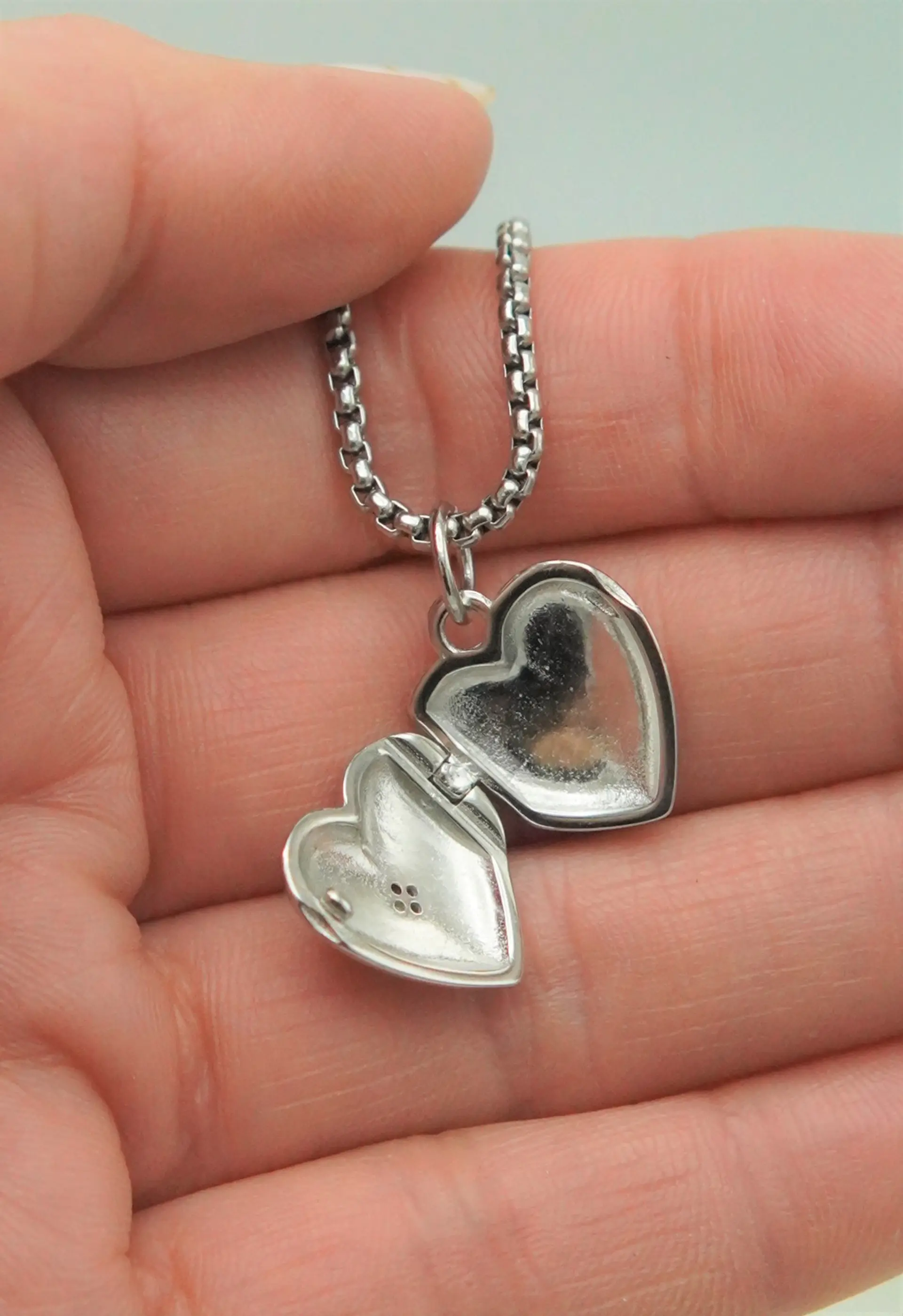 Colgante relicario corazon estrella plata fina 925 6