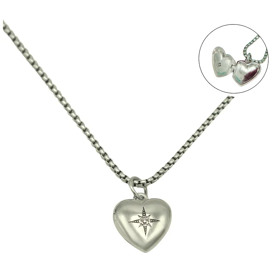 Colgante relicario corazon estrella plata fina 925 1