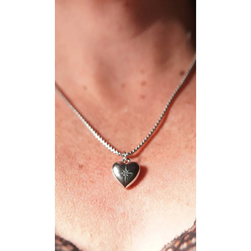 Colgante relicario corazon estrella plata fina 925 3