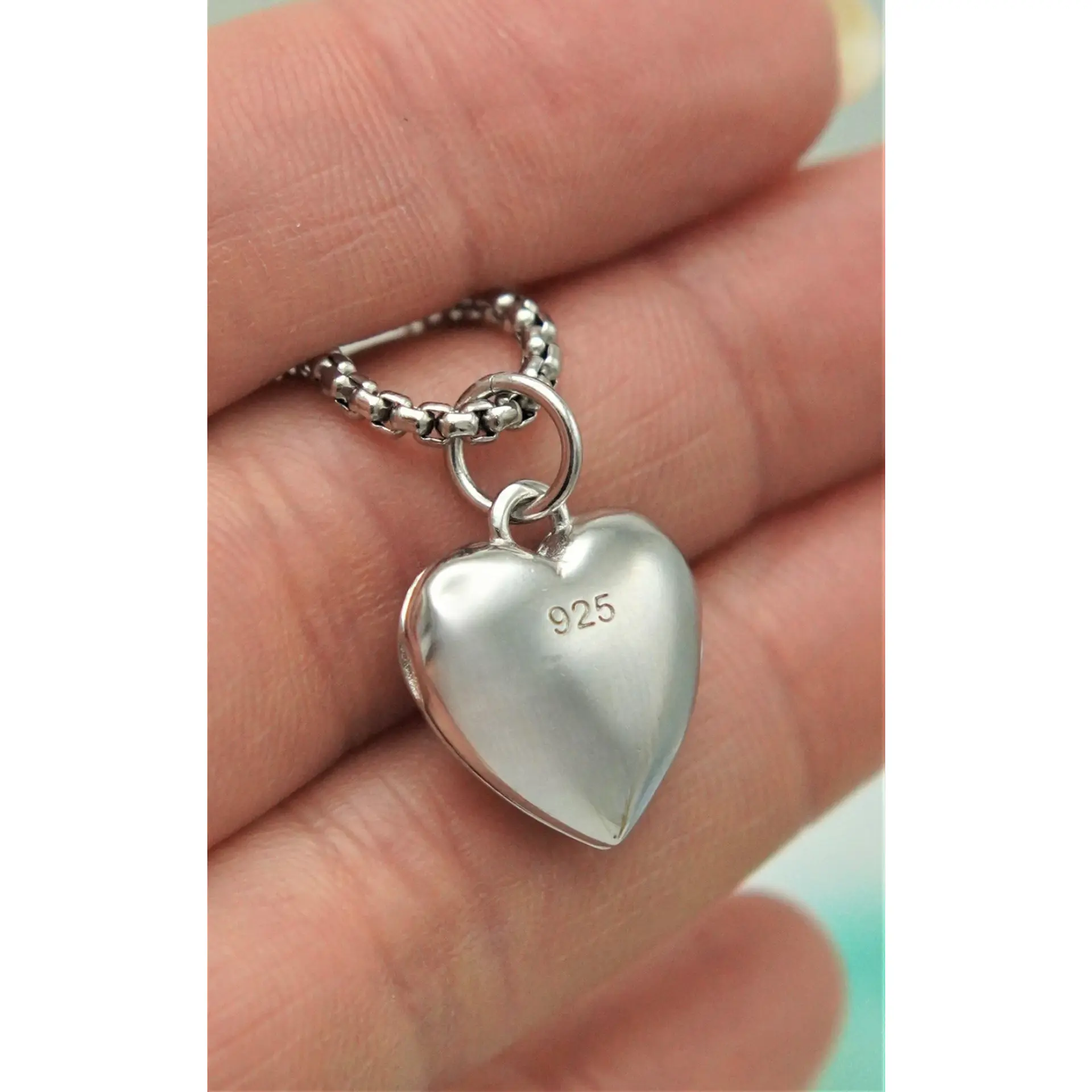 Colgante relicario corazon estrella plata fina 925 8