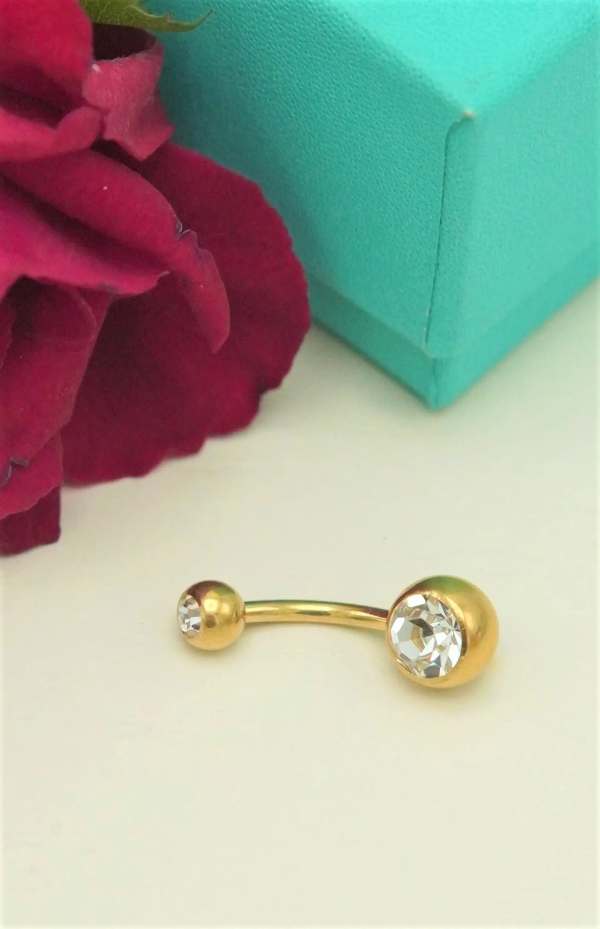 Piercing ombligo navel 14G 10mm Titanio ASTM 136 chapado en oro 18k 4