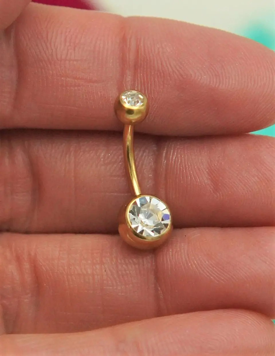 Piercing ombligo navel 14G 10mm Titanio ASTM 136 chapado en oro 18k 2