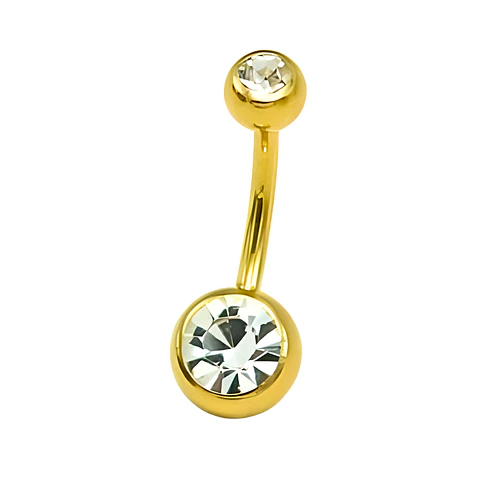 Piercing ombligo navel 14G 10mm Titanio ASTM 136 chapado en oro 18k