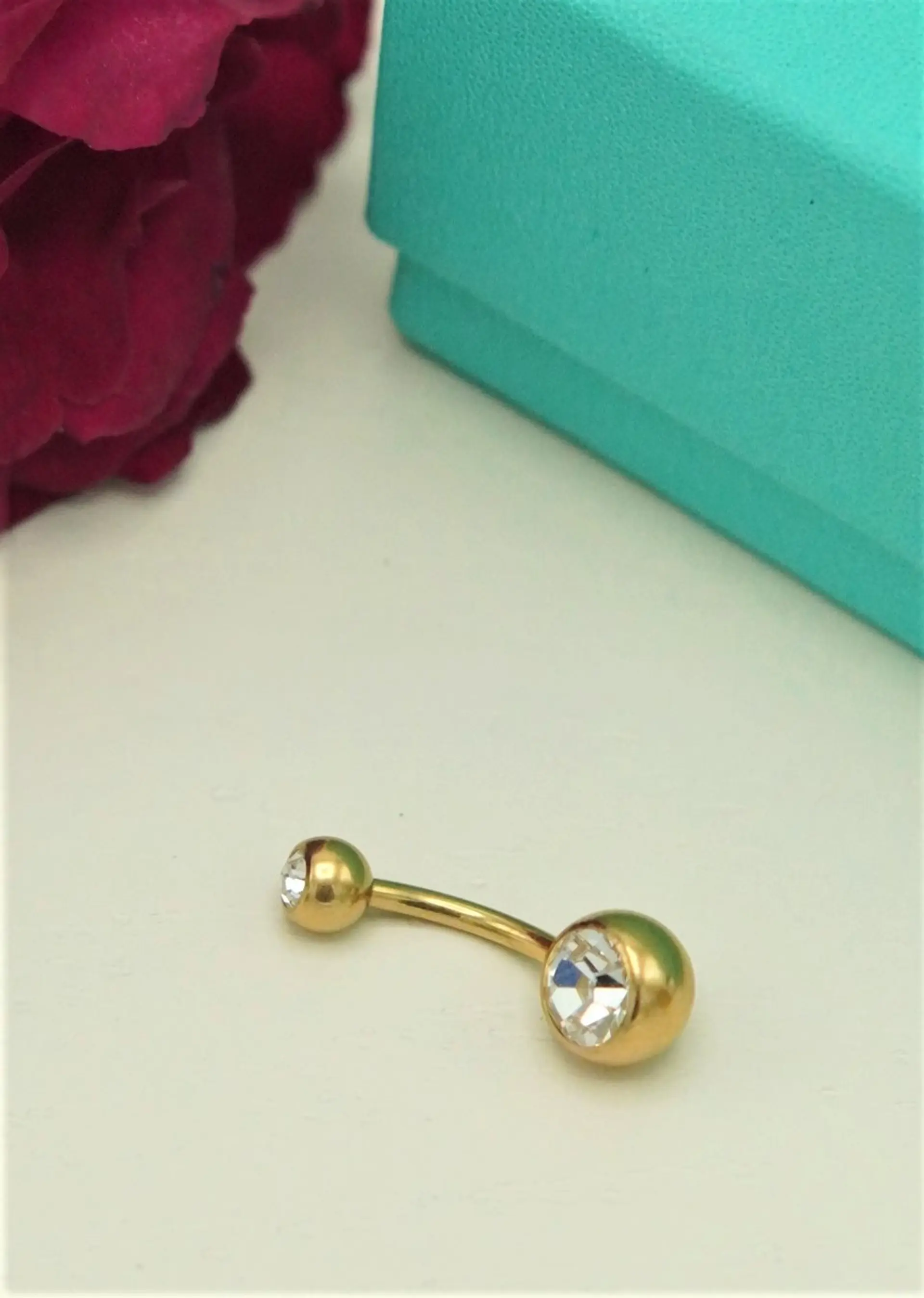 Piercing ombligo navel 14G 10mm Titanio ASTM 136 chapado en oro 18k 7