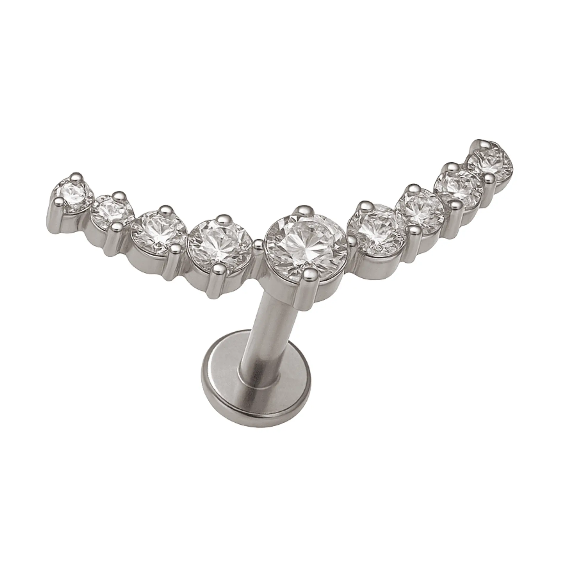 Piercing Labret Lucilla Astm F136 Titanio Zirconia 6mm 12