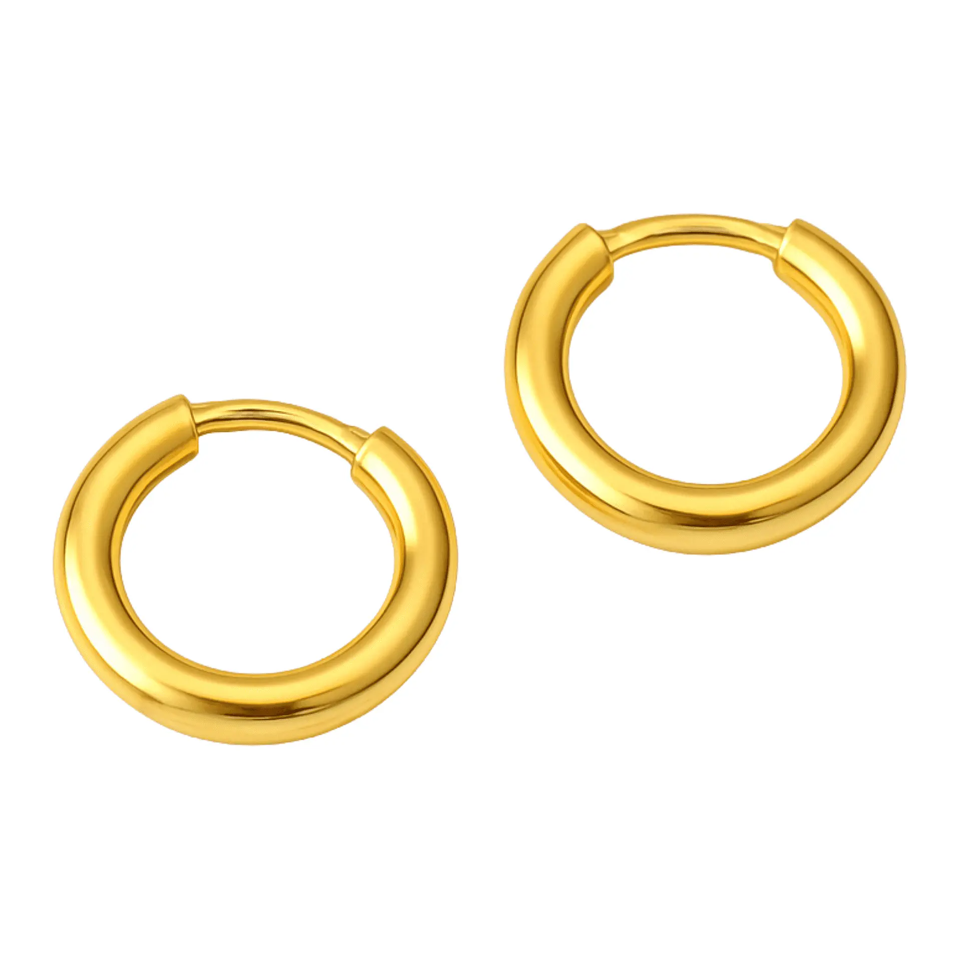 Argollas Lisas Aura 6mm Aros Titanio Astm F136 Chapada En Oro 18k 2