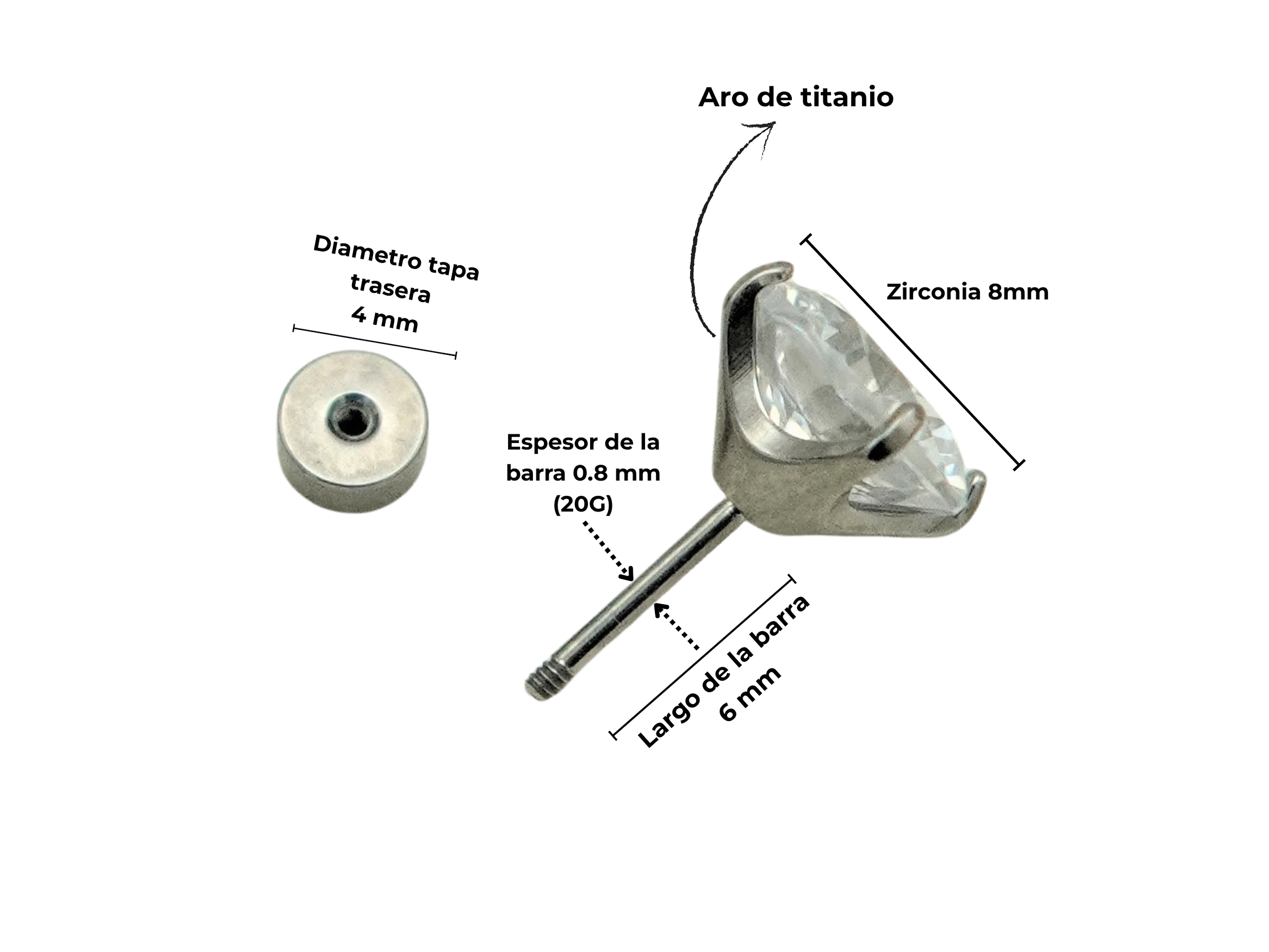 Aros punto de luz 8mm titanio ASTM F136 2