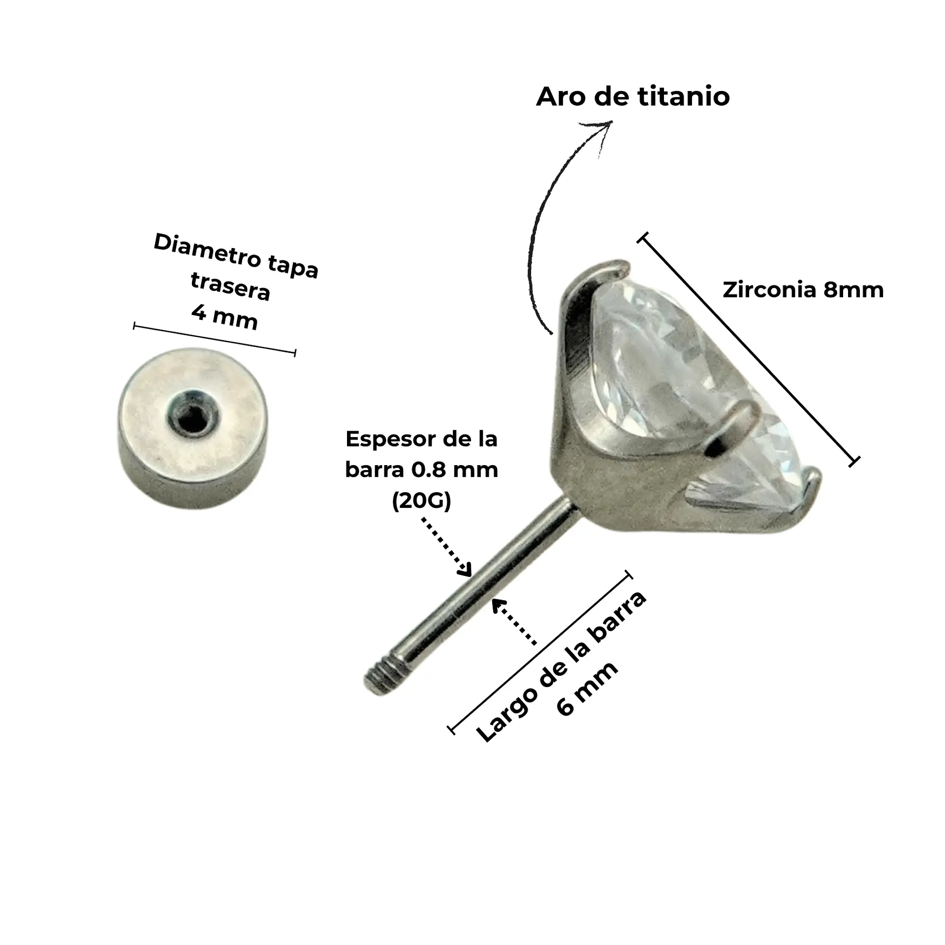 Aros punto de luz 8mm titanio ASTM F136 2