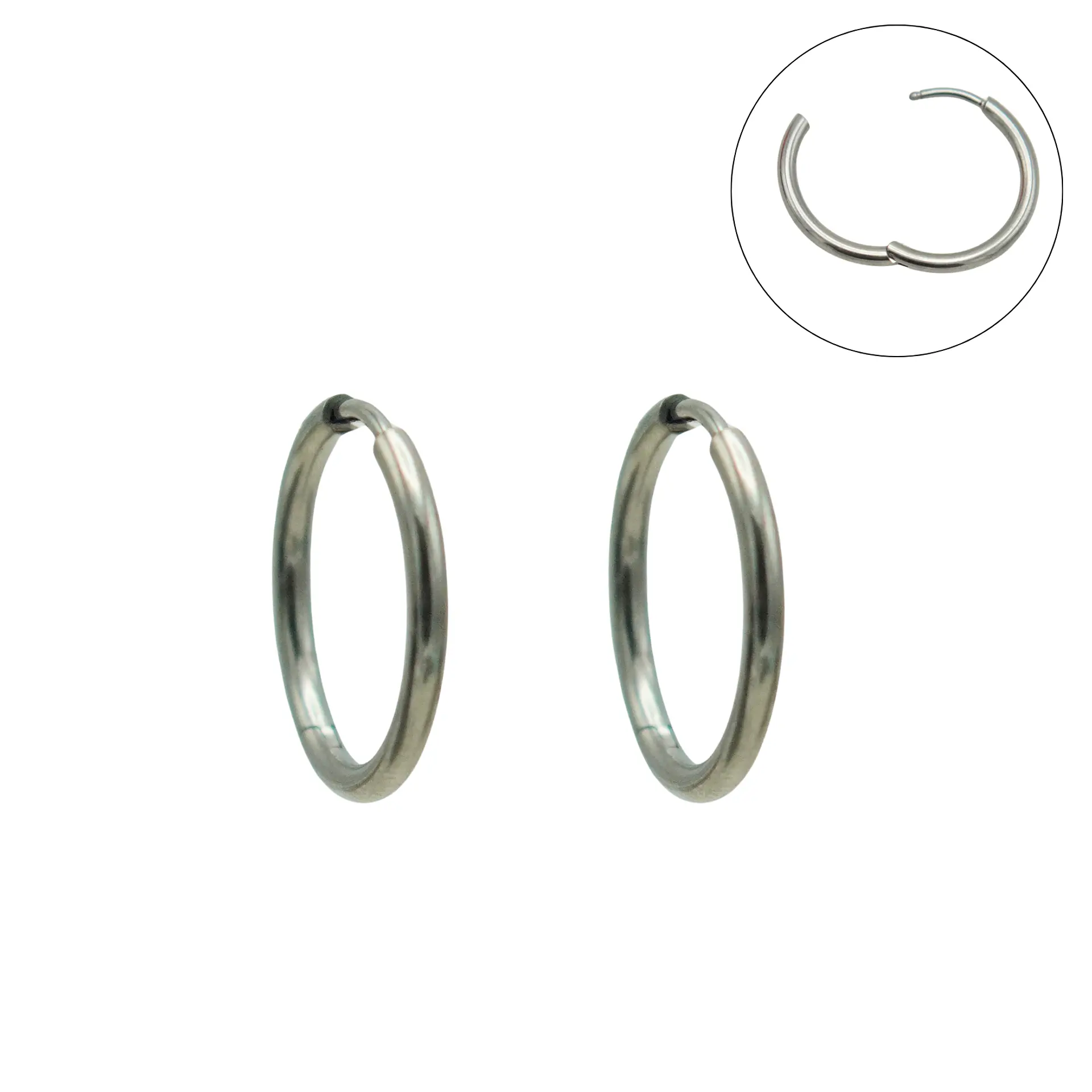 Argollas finas lisas aura 16mm Titanio ASTM F136 1