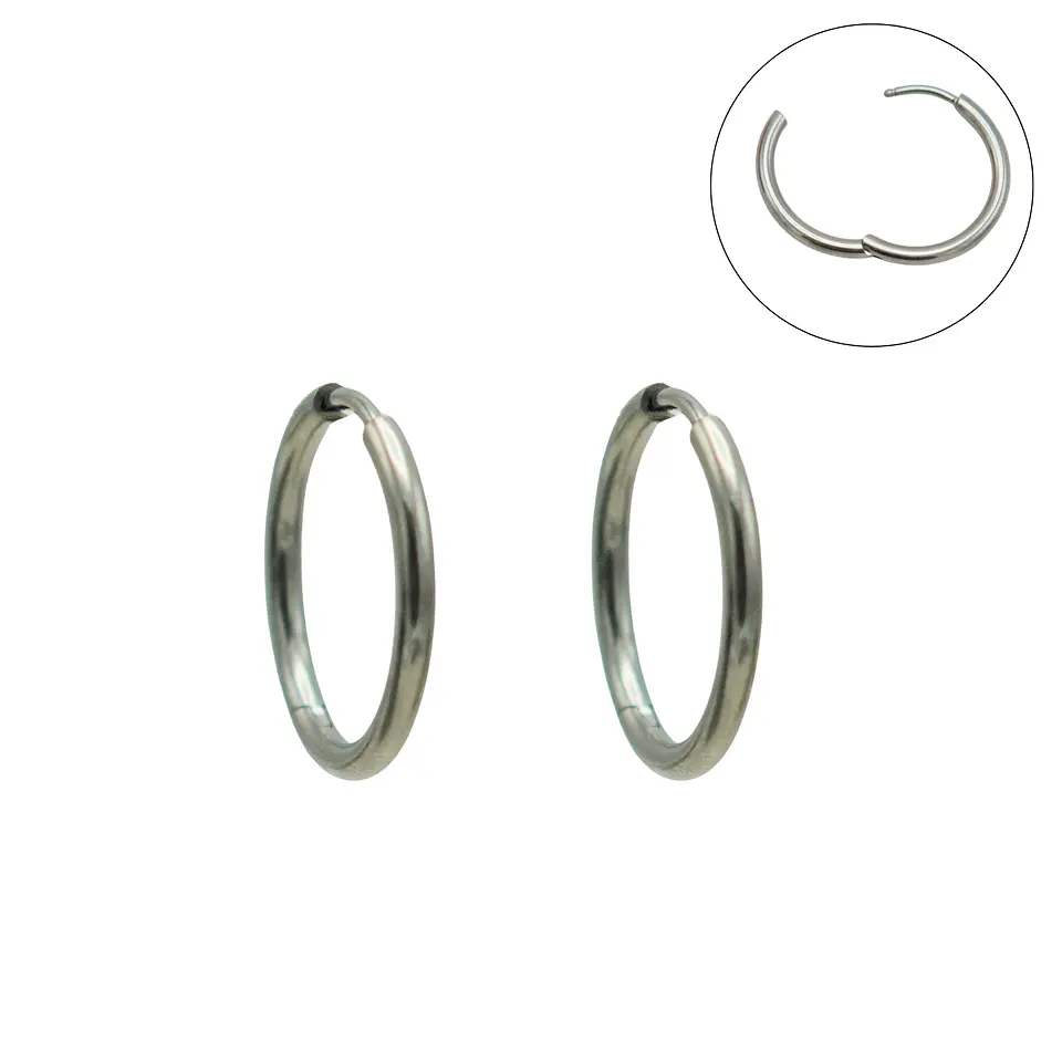 Argollas finas lisas aura 16mm Titanio ASTM F136 1