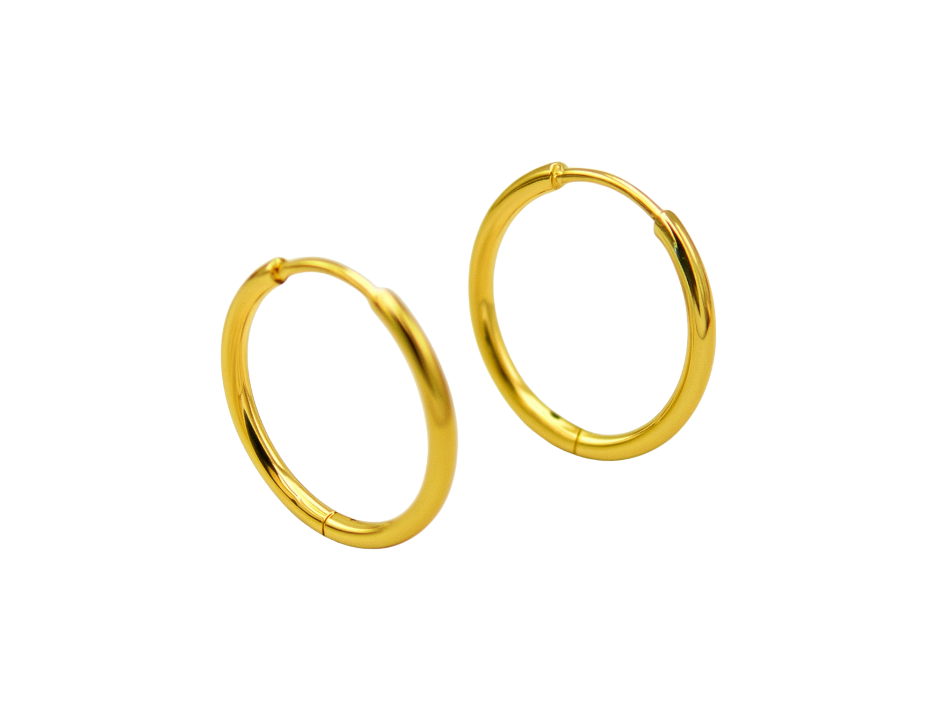 Argollas lisas minimalistas 14mm chapadas en oro 18k titanio ASTM F136 6