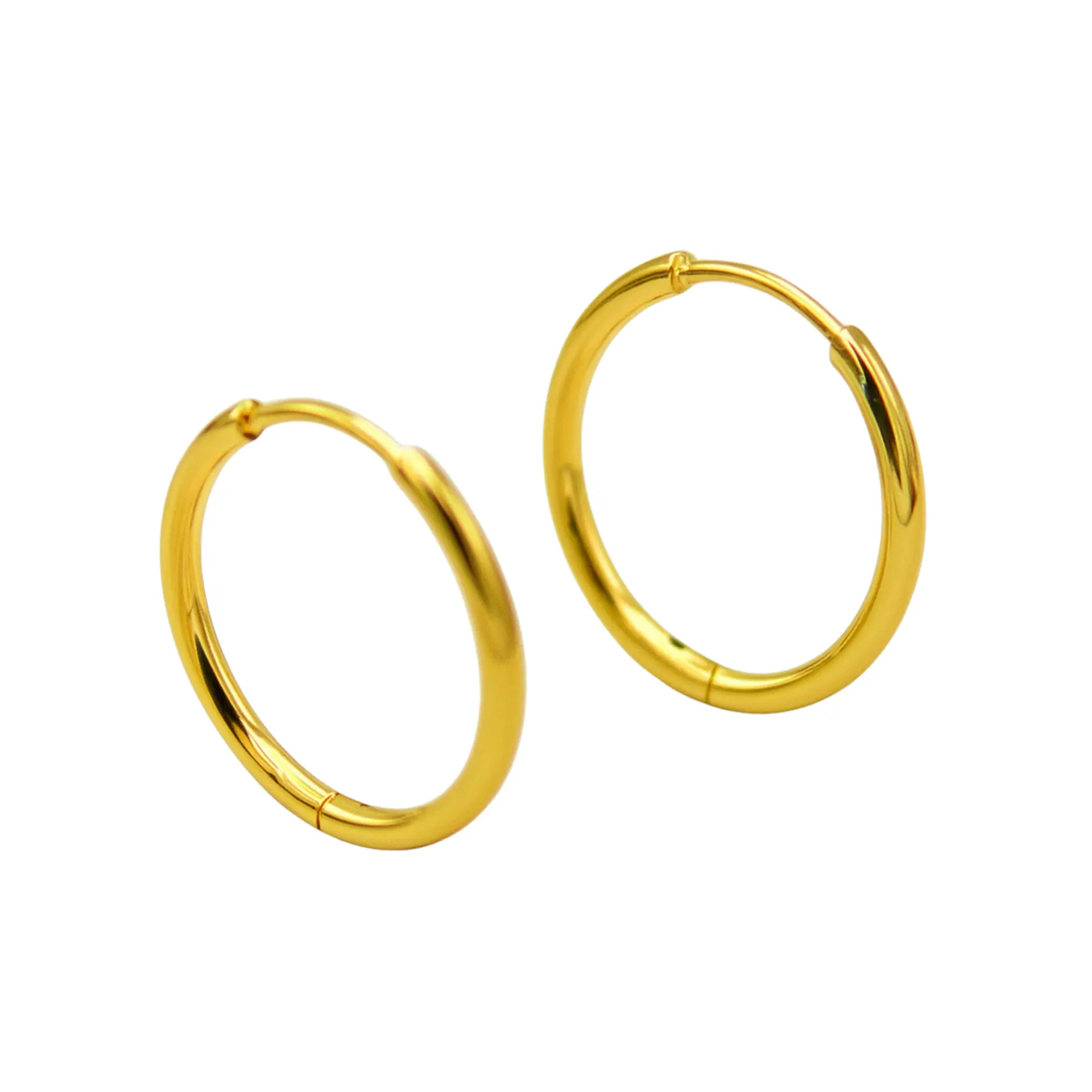 Argollas lisas Aura 14mm chapadas en oro 18k titanio ASTM F136 6