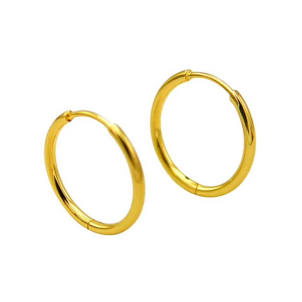 Argollas lisas Aura 14mm chapadas en oro 18k titanio ASTM F136 6