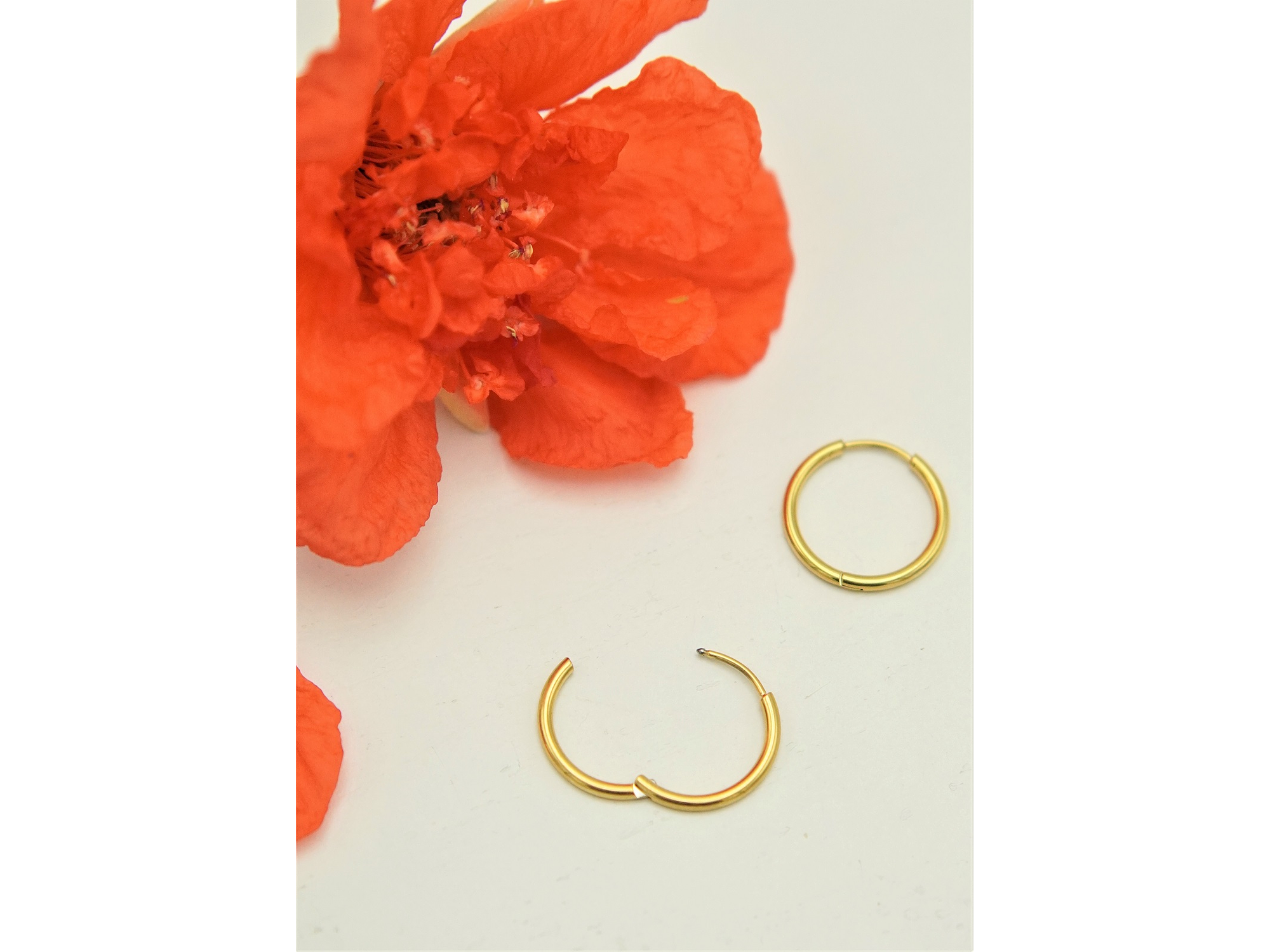 Argollas lisas minimalistas 14mm chapadas en oro 18k titanio ASTM F136 8