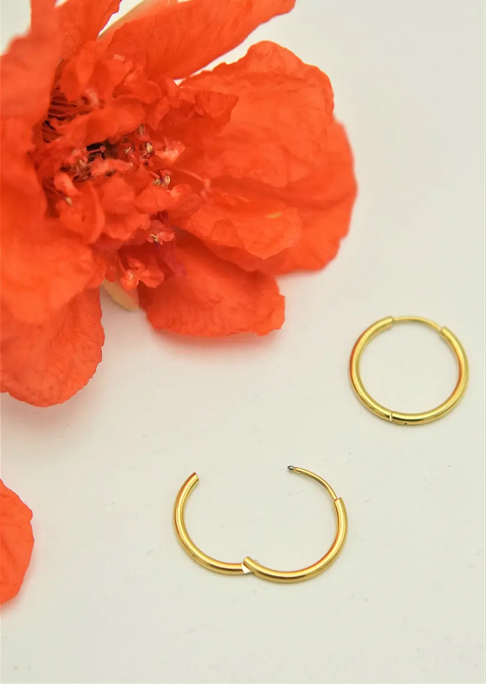 Argollas lisas Aura 14mm chapadas en oro 18k titanio ASTM F136 8