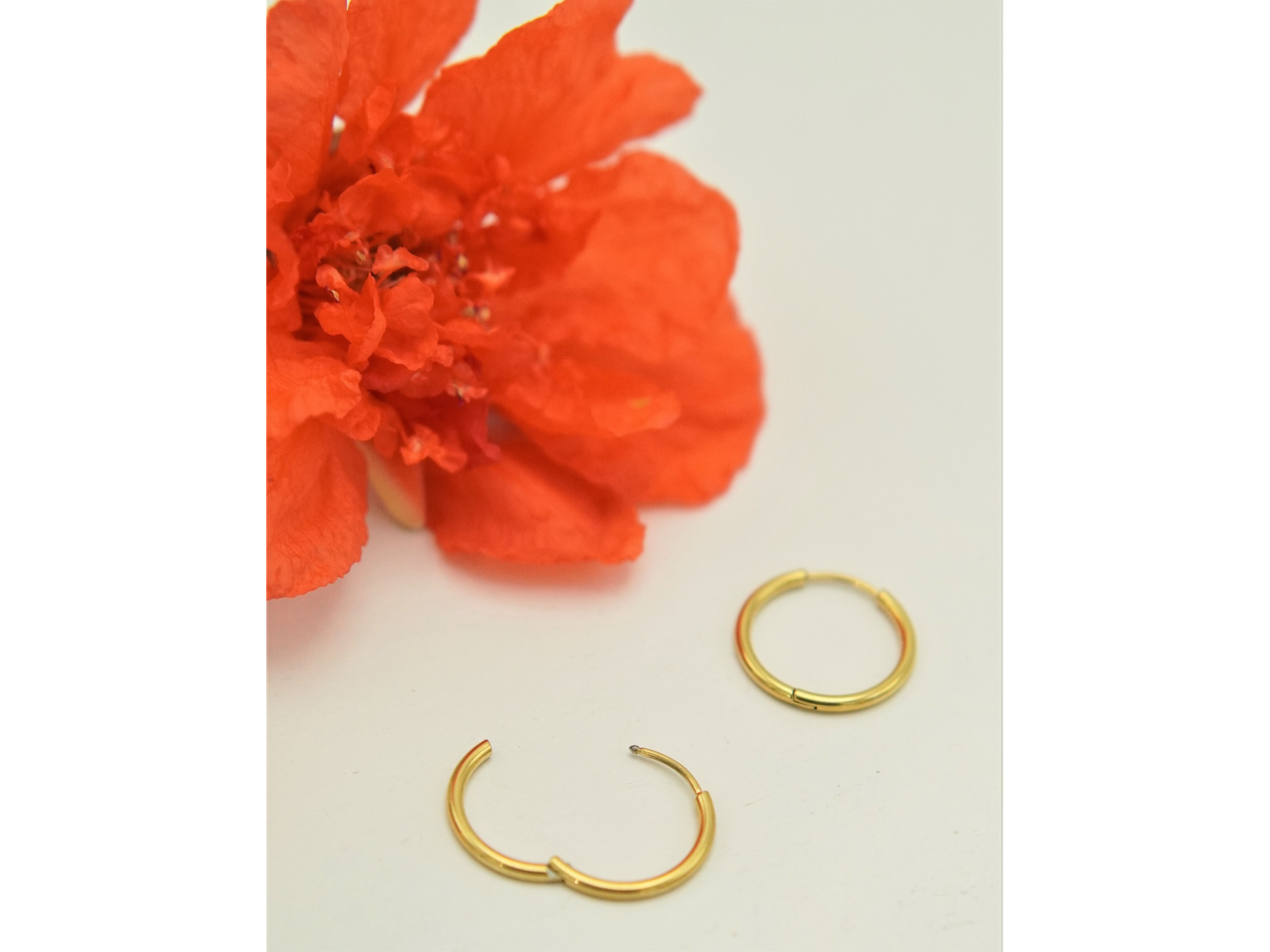 Argollas lisas minimalistas 14mm chapadas en oro 18k titanio ASTM F136 10