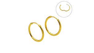 Argollas lisas minimalistas 14mm chapadas en oro 18k titanio ASTM F136