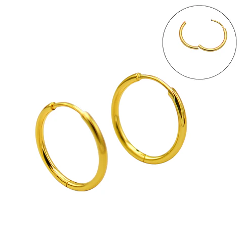 Argollas lisas Aura 14mm chapadas en oro 18k titanio ASTM F136