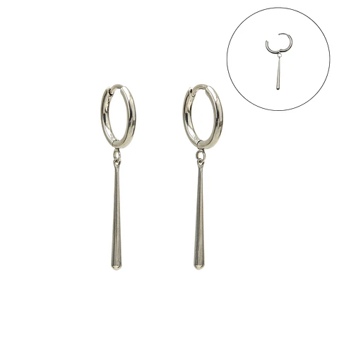 Argollas largas plateadas Zora 10mm  titanio ASTM F136