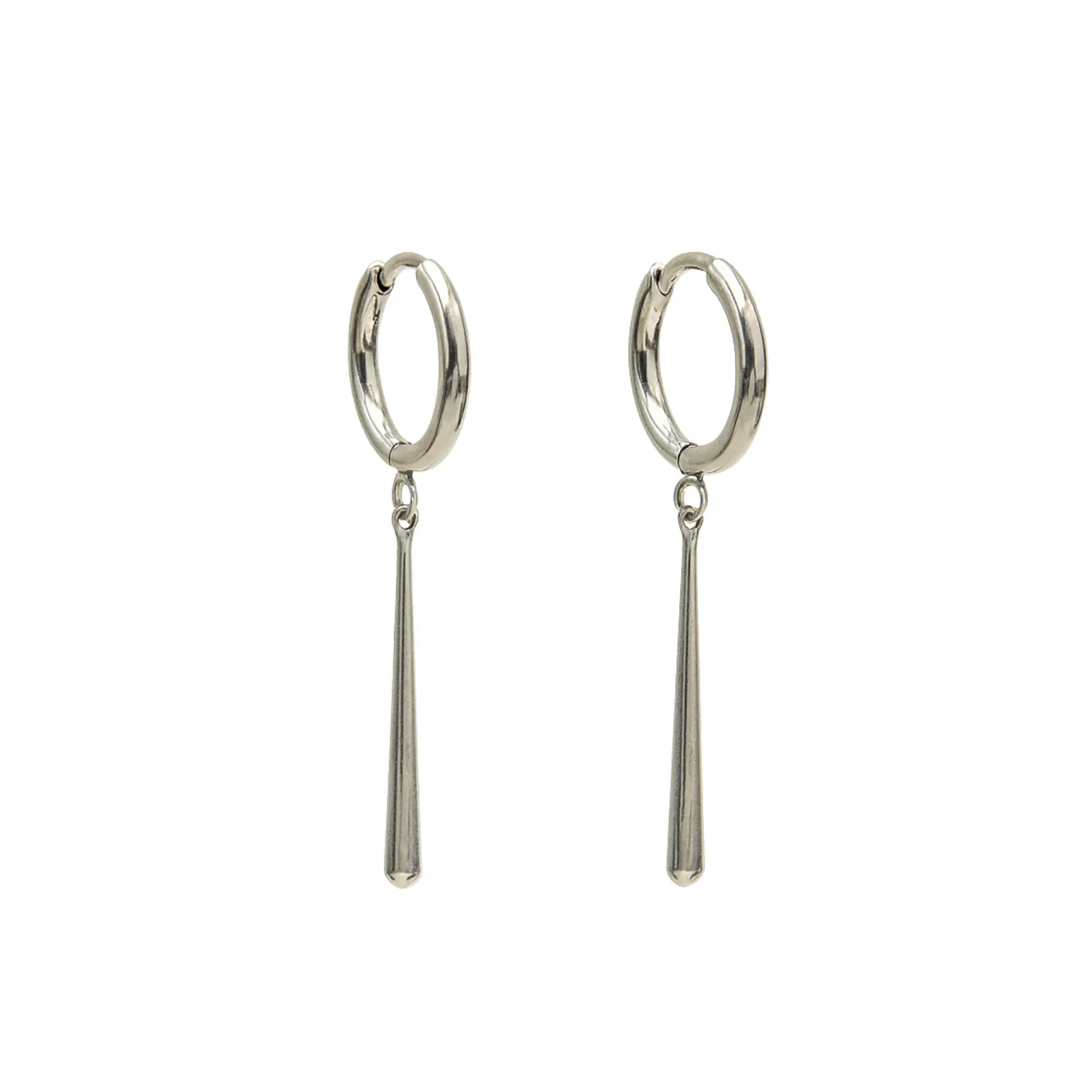 Argollas largas plateadas Zora 10mm  titanio ASTM F136 6