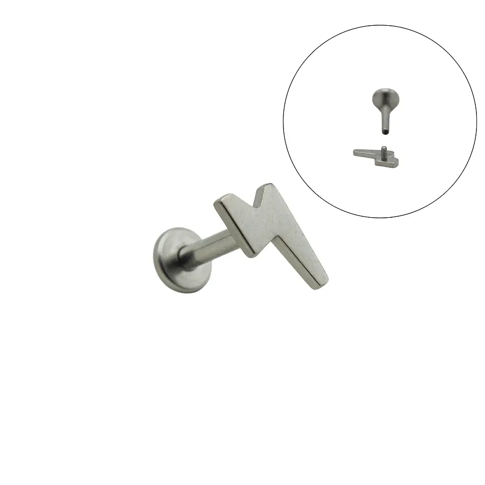 Piercing labret rayo barra 6mm 16G titanio ASTM F136 1