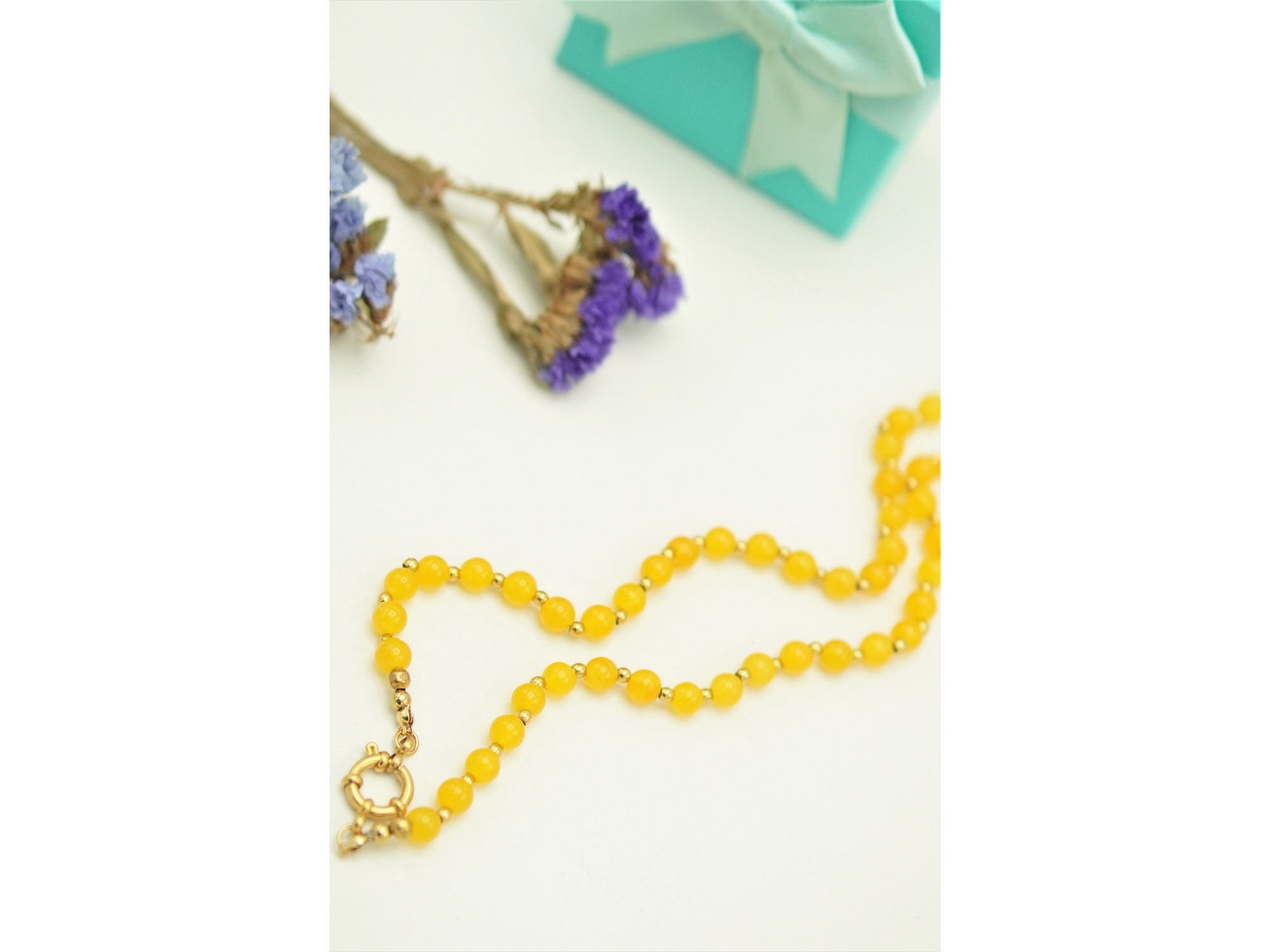 Collar gargantilla Aragonita 6mm chapado en oro 18k Terranova 9