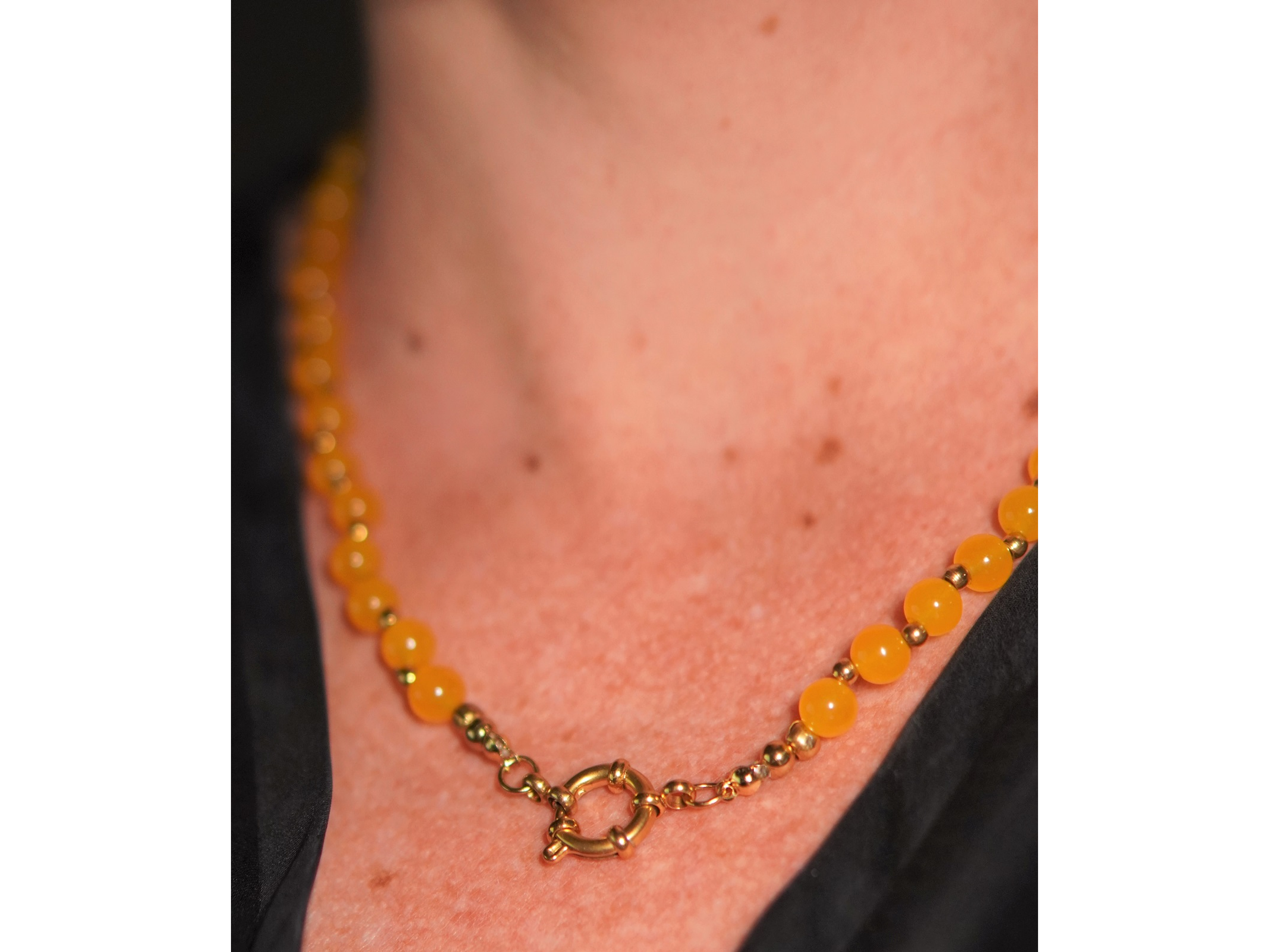 Collar gargantilla Aragonita 6mm chapado en oro 18k Terranova 3