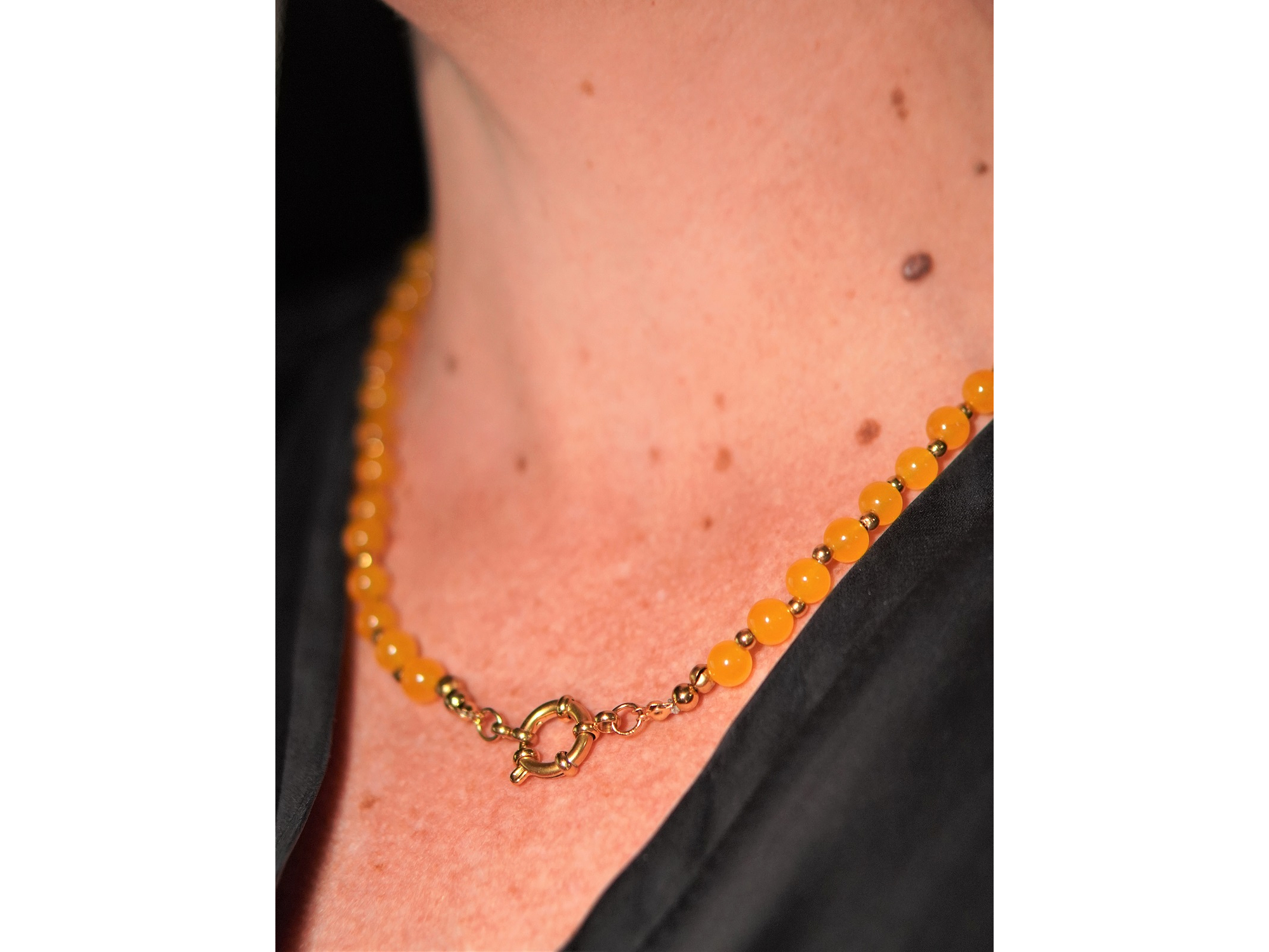 Collar gargantilla Aragonita 6mm chapado en oro 18k Terranova 8