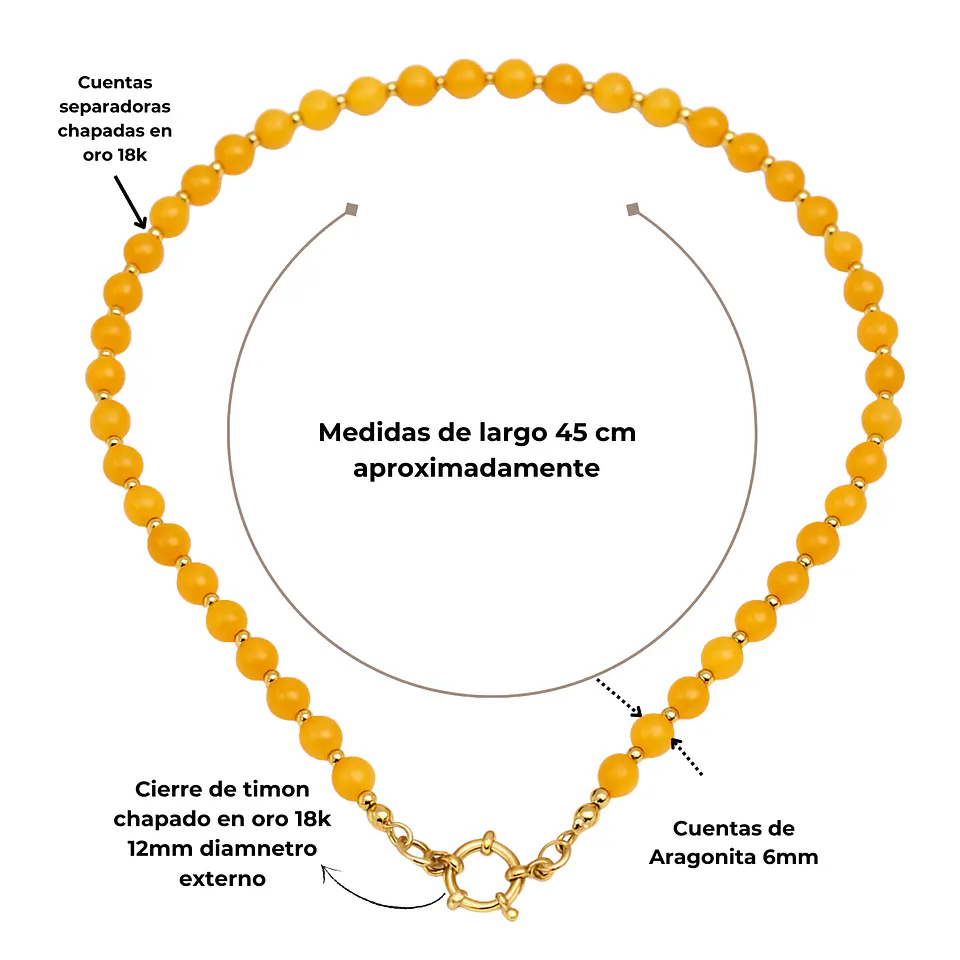 Collar gargantilla Aragonita 6mm chapado en oro 18k Terranova 4