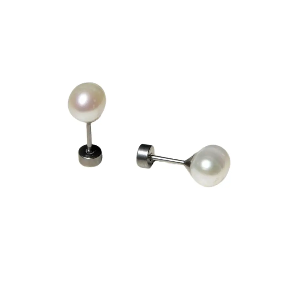 Aros Muriel perlas de rio 7mm titanio ASTM F136 Riviere 1