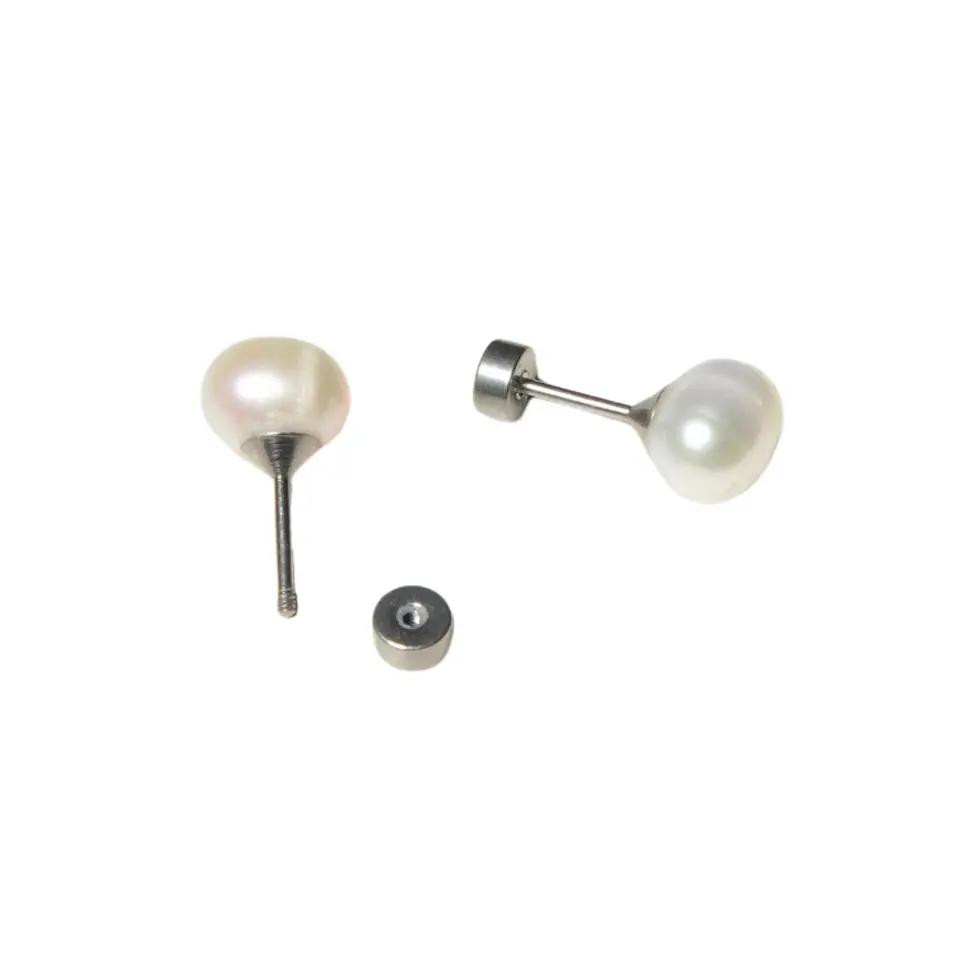 Aros Muriel perlas de rio 7mm titanio ASTM F136 Riviere 7
