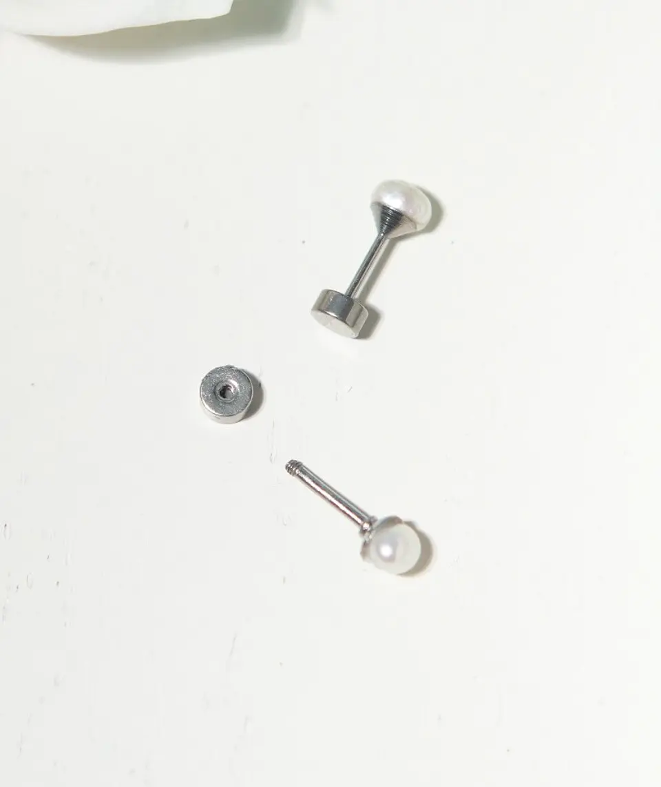 Aros Marisa perlas de rio 3mm titanio ASTM F136 Riviere 6
