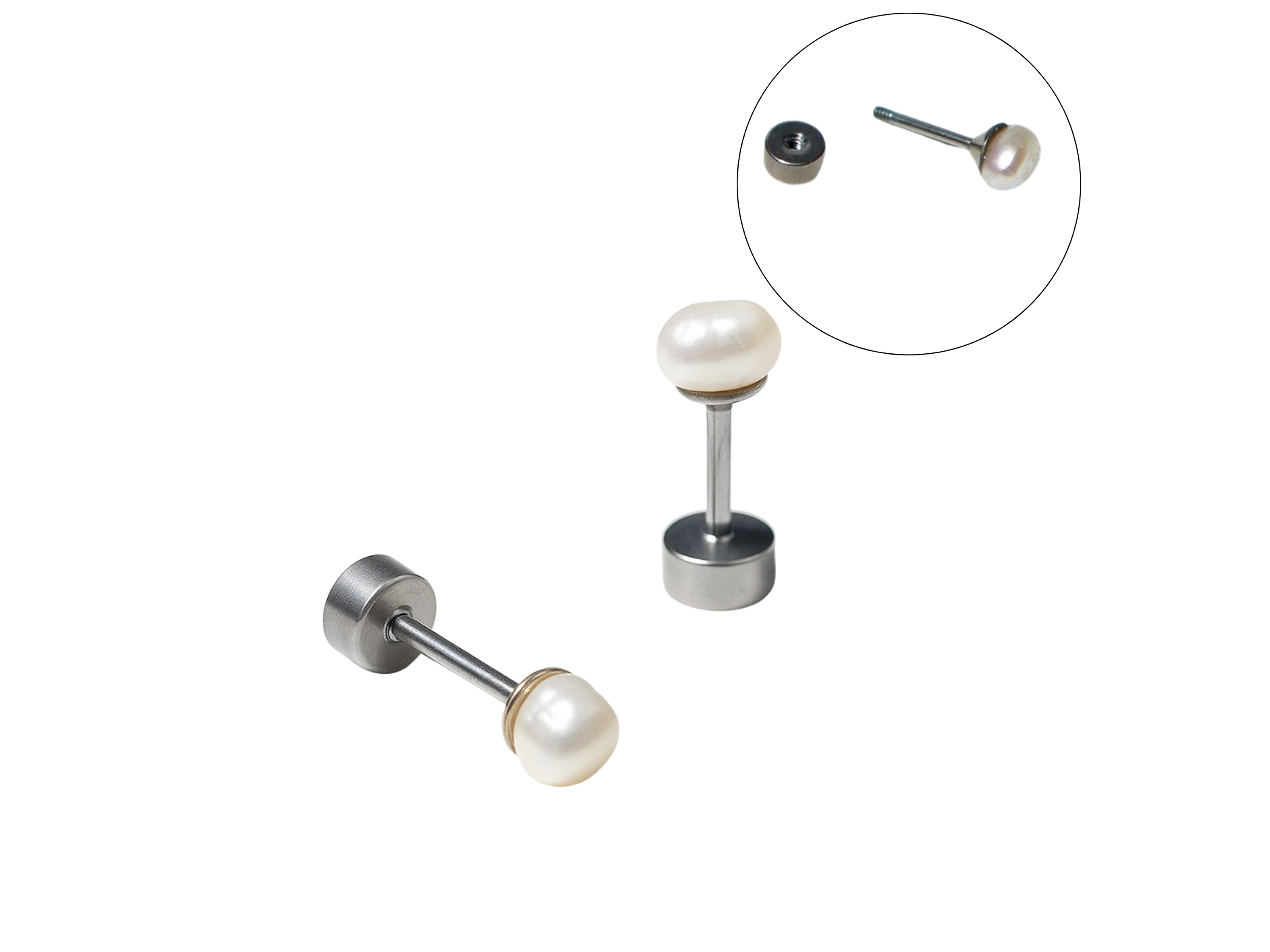 Aros Marisa perlas de rio 3mm titanio ASTM F136 Riviere 1