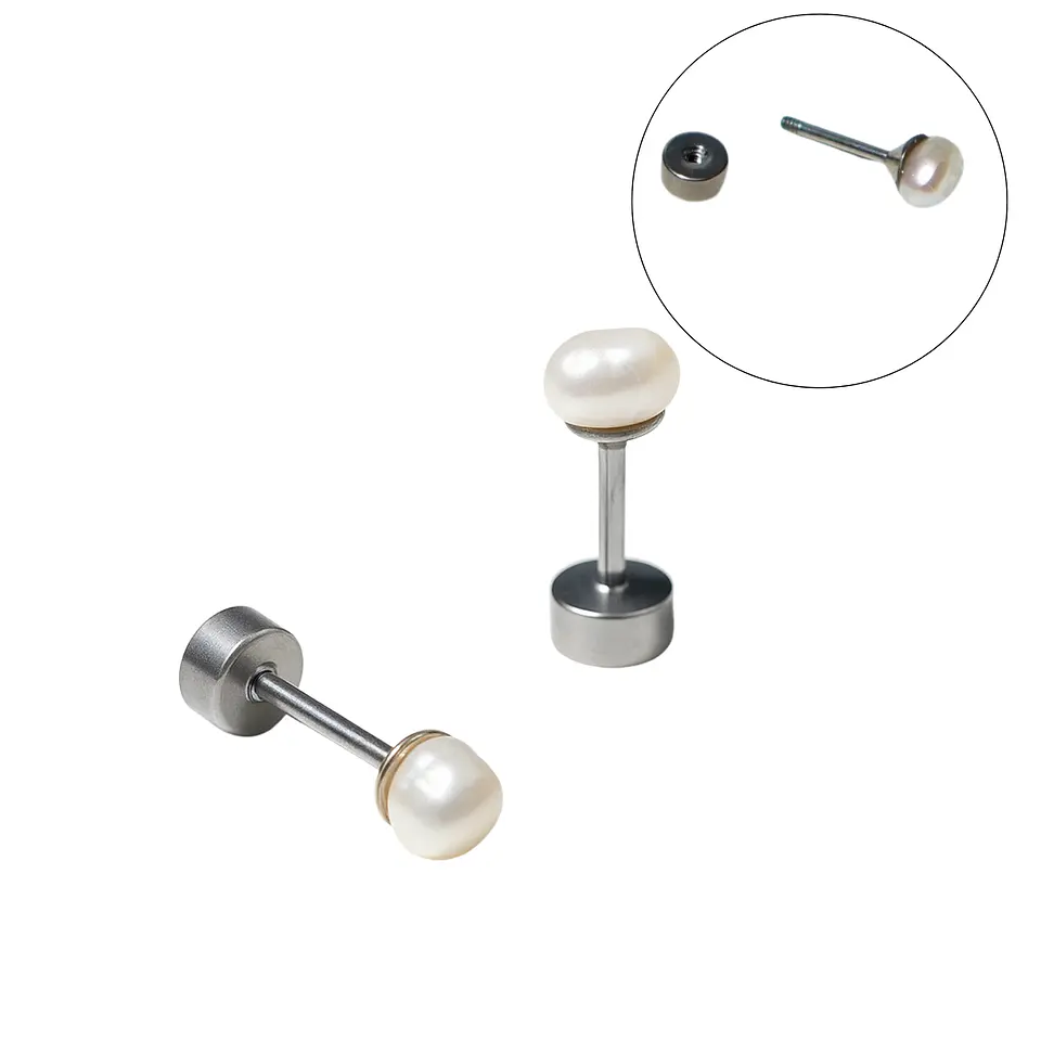 Aros Marisa perlas de rio 3mm titanio ASTM F136 Riviere 1