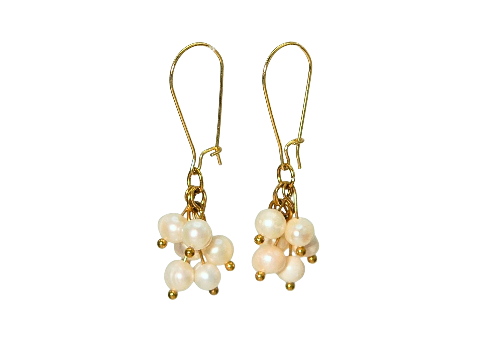 Aros largos ramillete Marella perlas de rio chapada en oro 18k Riviere 10