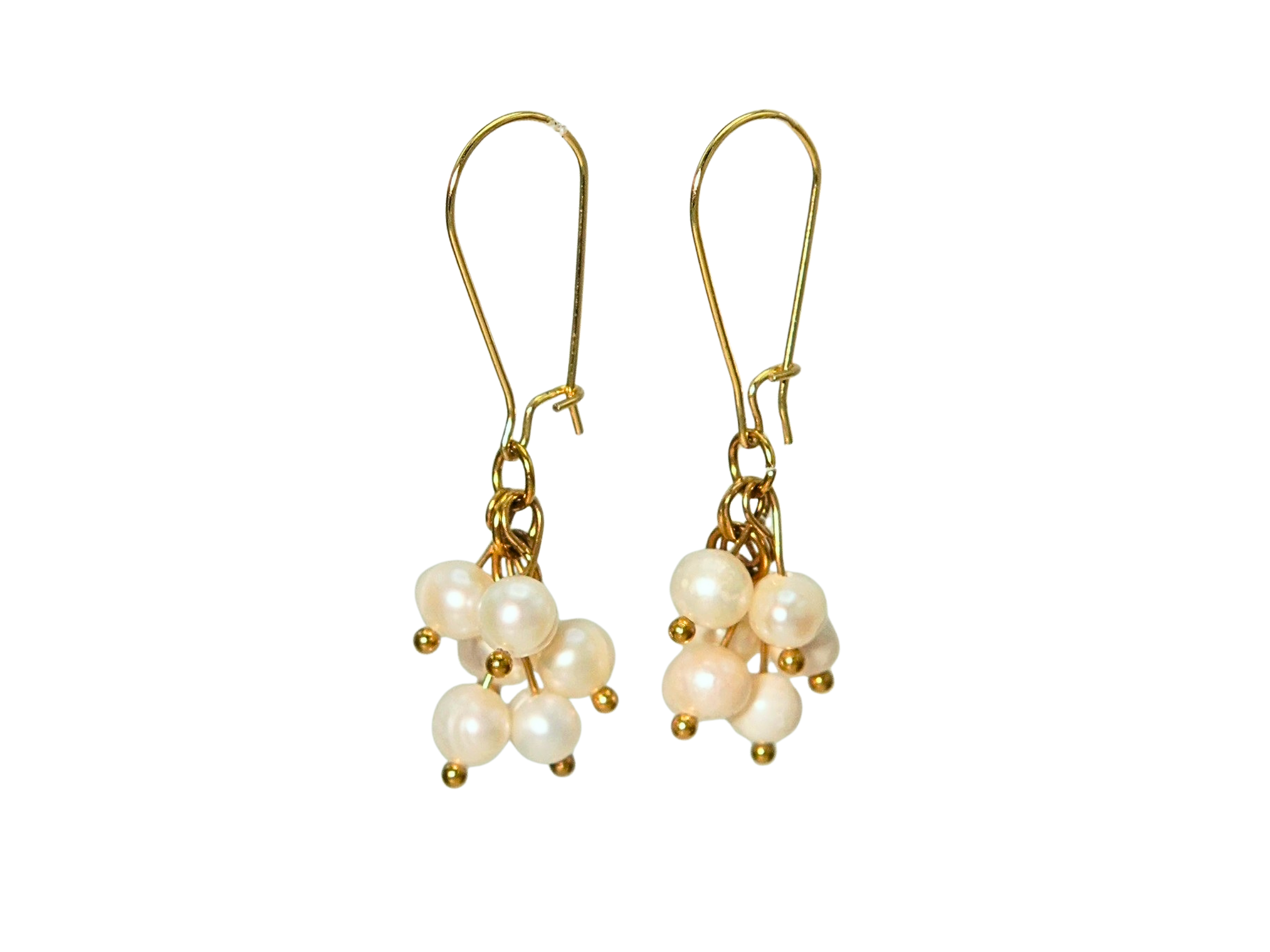 Aros largos ramillete Marella perlas de rio chapada en oro 18k Riviere 10