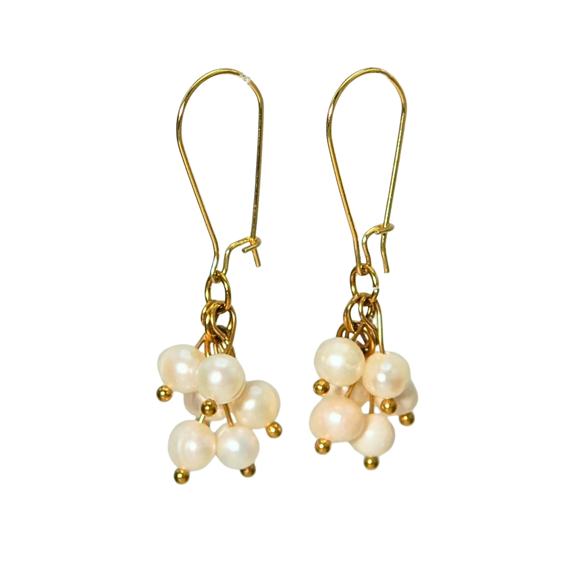 Aros largos ramillete Marella perlas de rio chapada en oro 18k Riviere 10