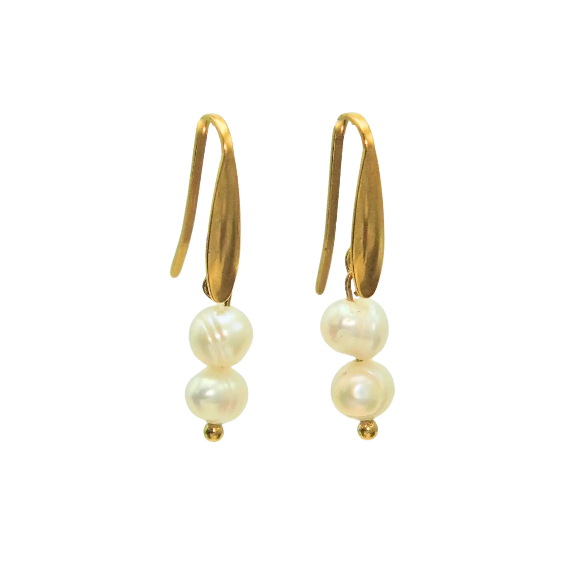 Aros Ula perlas de rio chapadas en oro 18k Riviere 1