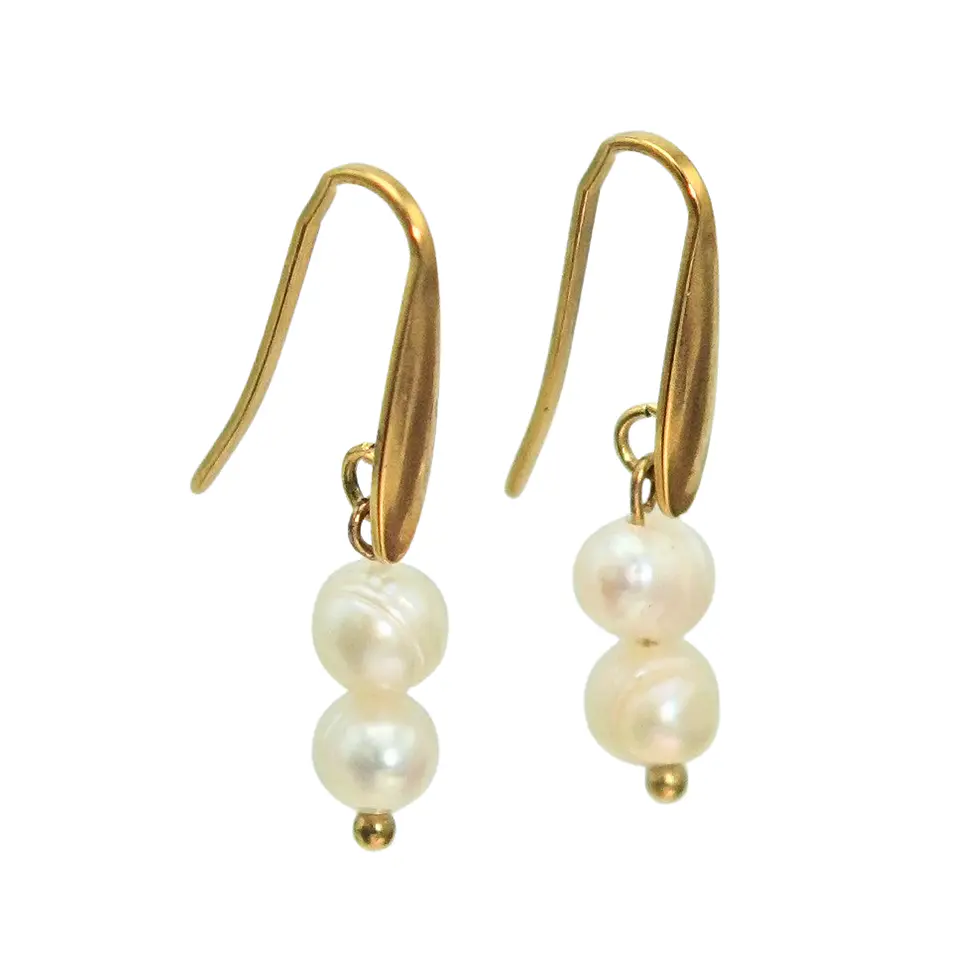 Aros Ula perlas de rio chapadas en oro 18k Riviere 9
