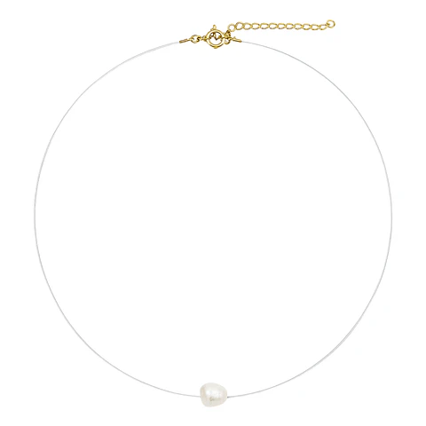 Gargantilla Nylon Meredith perla de rio Chapado en oro Riviere