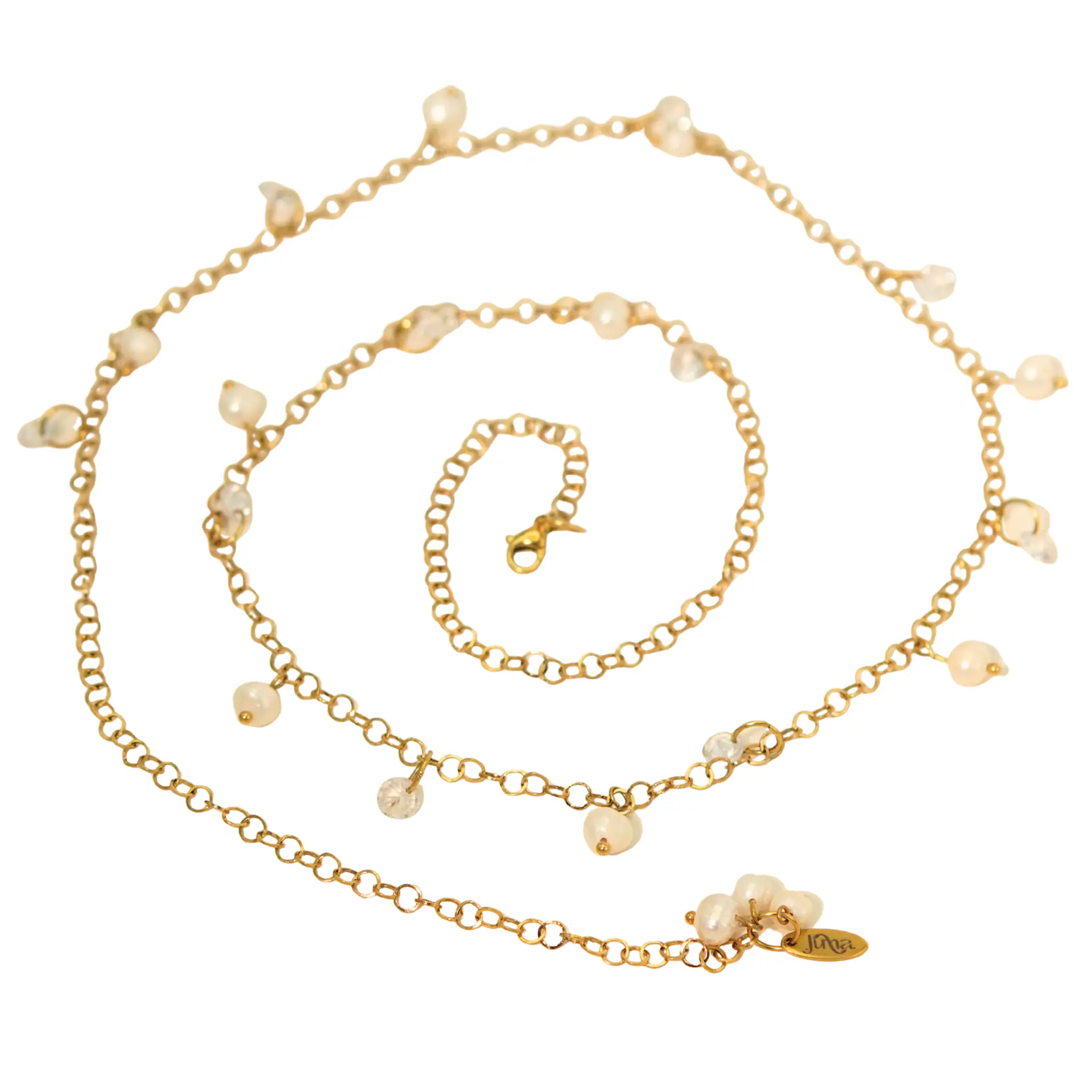 Collar largo 80cm ajustable Talasa zirconias y perlas chapado en oro Riviere 8