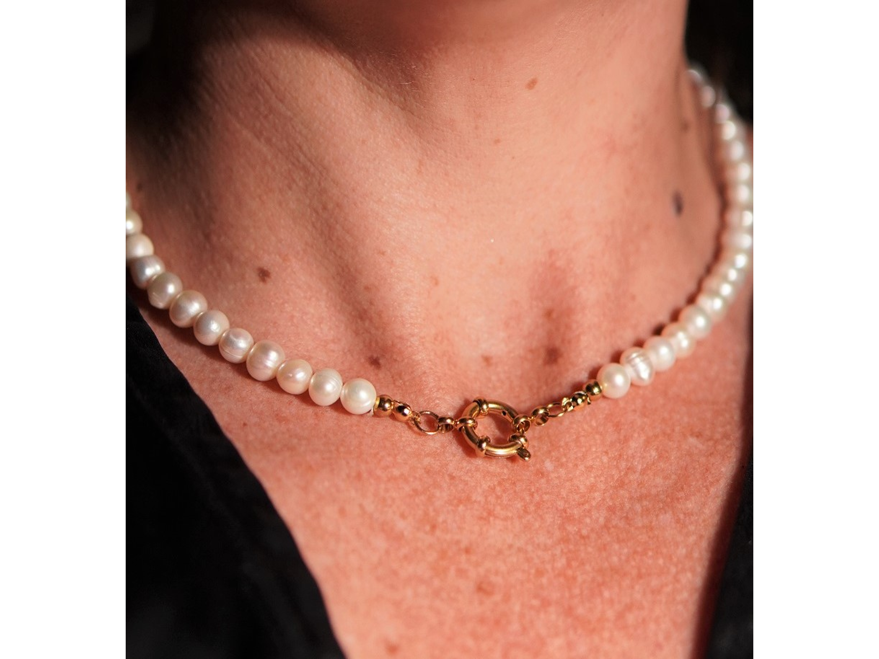 Gargantilla choker perlas naturales de rio chapado en oro 18k Riviere 7