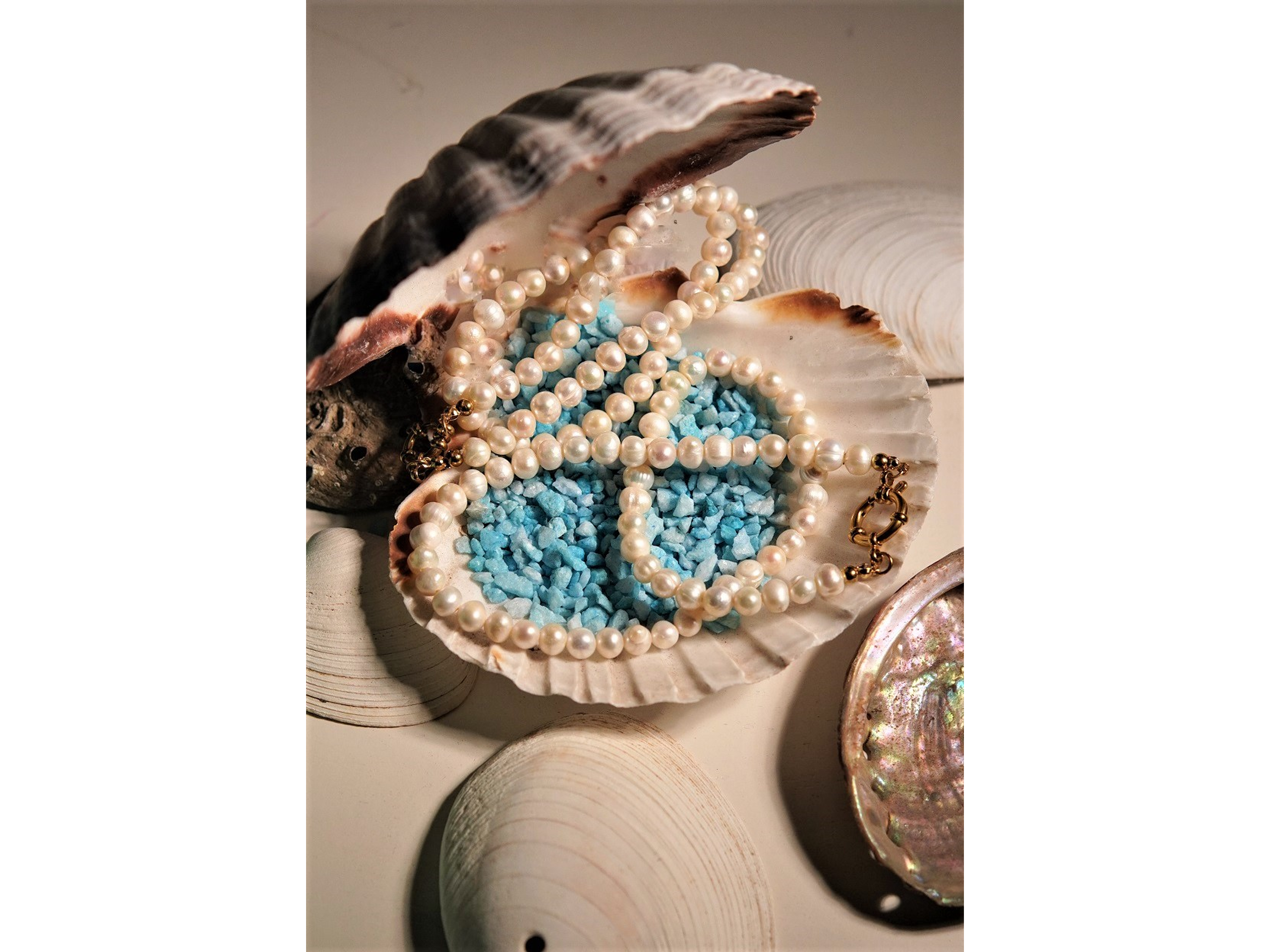 Gargantilla choker perlas naturales de rio chapado en oro 18k Riviere 5