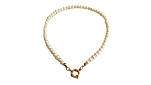 Gargantilla choker perlas naturales de rio chapado en oro 18k Riviere