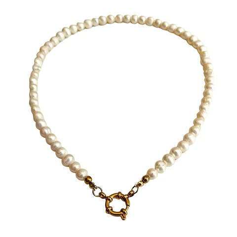 Gargantilla choker Cordelia perlas naturales de rio chapado en oro 18k Riviere
