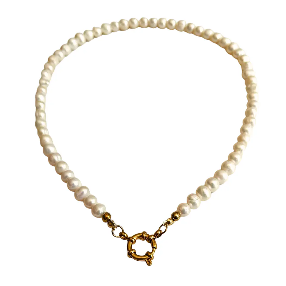 Gargantilla choker Cordelia perlas naturales de rio chapado en oro 18k Riviere 1