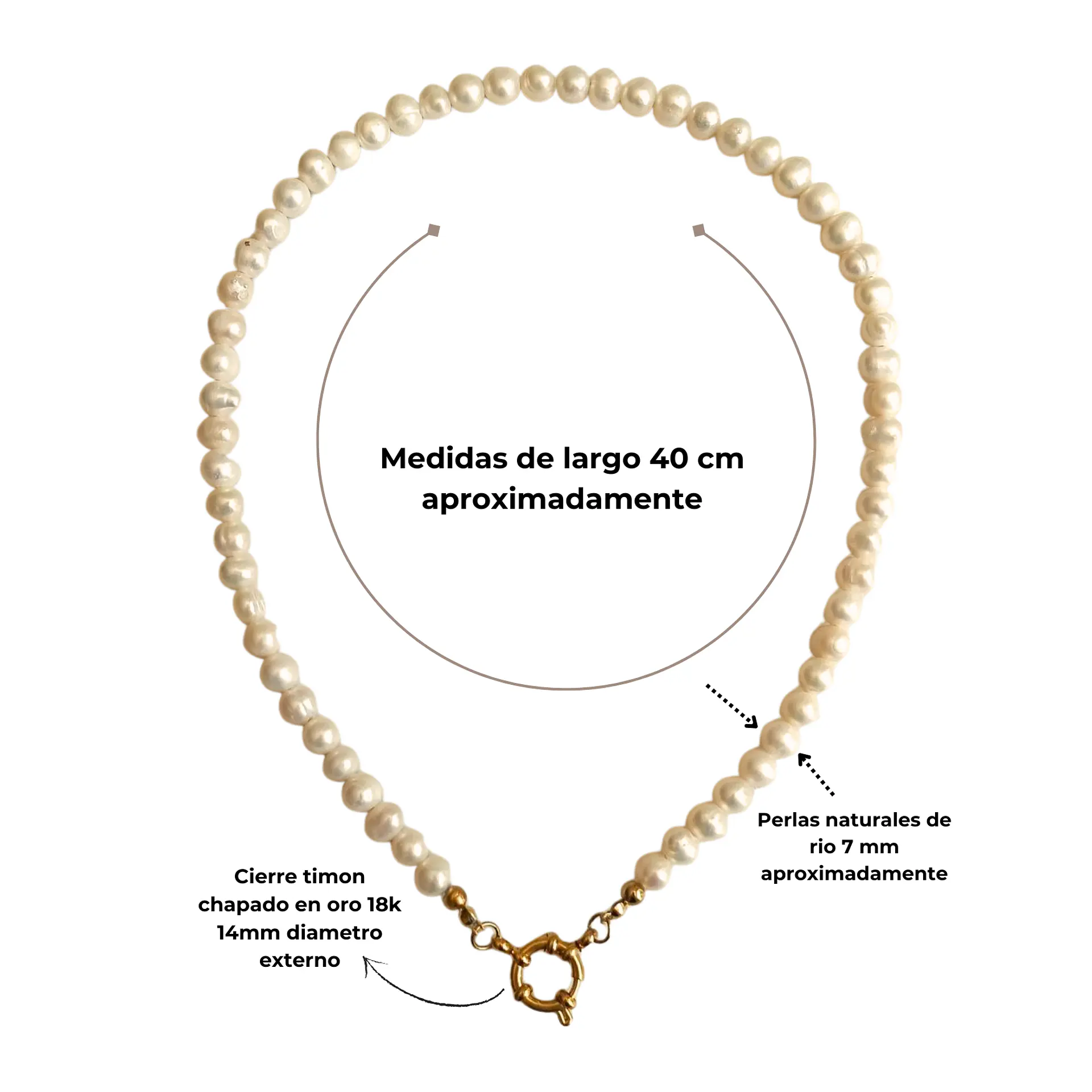 Gargantilla choker Cordelia perlas naturales de rio chapado en oro 18k Riviere 4
